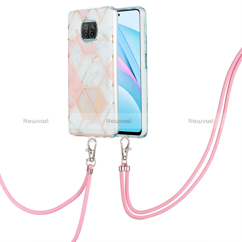 Silicone Candy Rubber Gel Fashionable Pattern Soft Case Cover with Lanyard Strap Y01B for Xiaomi Mi 10T Lite 5G Pink