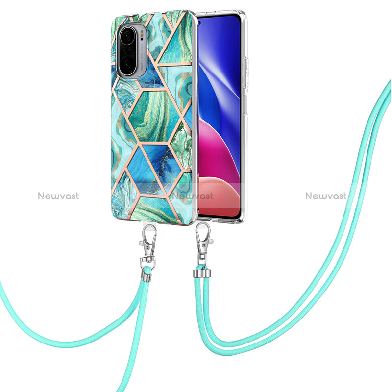 Silicone Candy Rubber Gel Fashionable Pattern Soft Case Cover with Lanyard Strap Y01B for Xiaomi Mi 11X Pro 5G