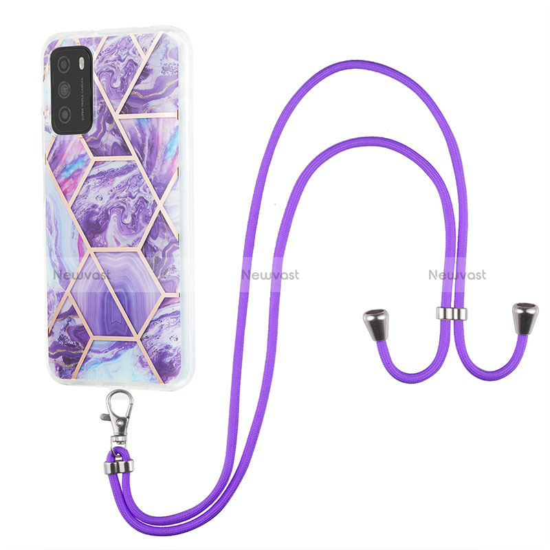 Silicone Candy Rubber Gel Fashionable Pattern Soft Case Cover with Lanyard Strap Y01B for Xiaomi Poco M3