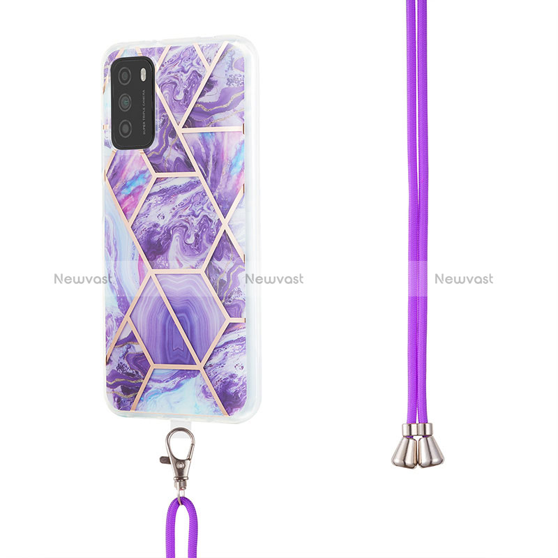 Silicone Candy Rubber Gel Fashionable Pattern Soft Case Cover with Lanyard Strap Y01B for Xiaomi Poco M3