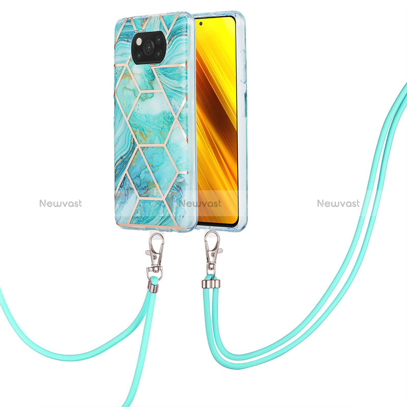 Silicone Candy Rubber Gel Fashionable Pattern Soft Case Cover with Lanyard Strap Y01B for Xiaomi Poco X3 NFC