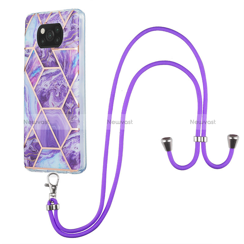Silicone Candy Rubber Gel Fashionable Pattern Soft Case Cover with Lanyard Strap Y01B for Xiaomi Poco X3 NFC