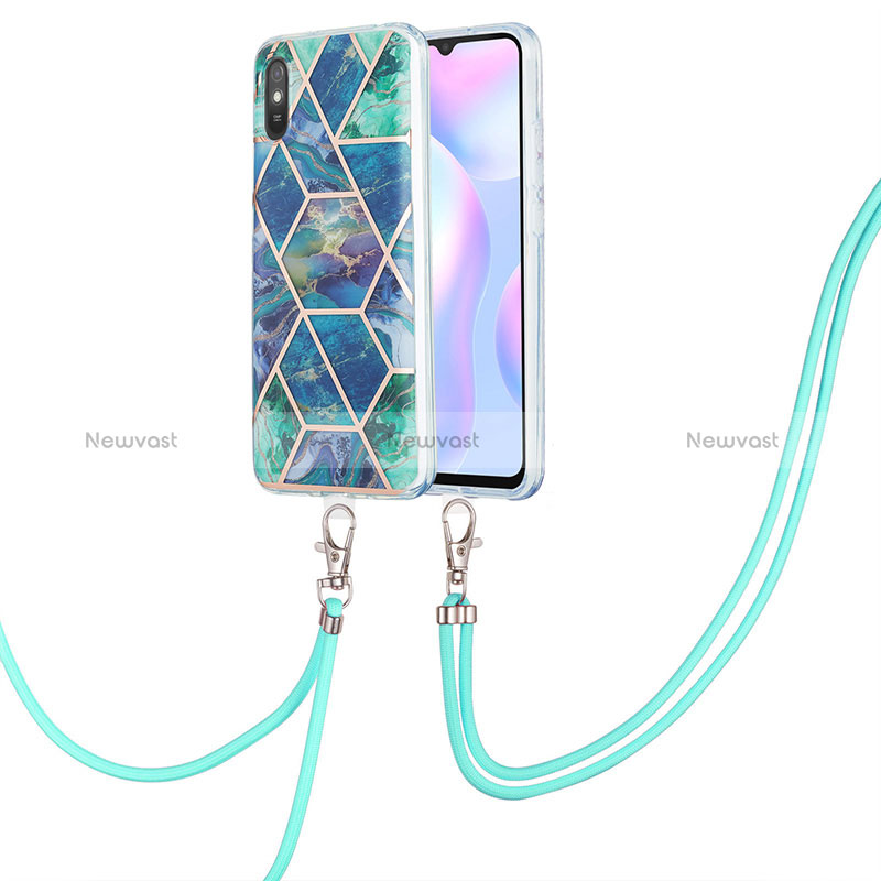 Silicone Candy Rubber Gel Fashionable Pattern Soft Case Cover with Lanyard Strap Y01B for Xiaomi Redmi 9AT