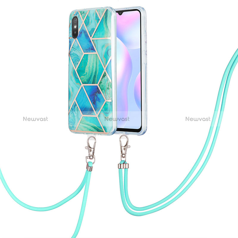 Silicone Candy Rubber Gel Fashionable Pattern Soft Case Cover with Lanyard Strap Y01B for Xiaomi Redmi 9AT