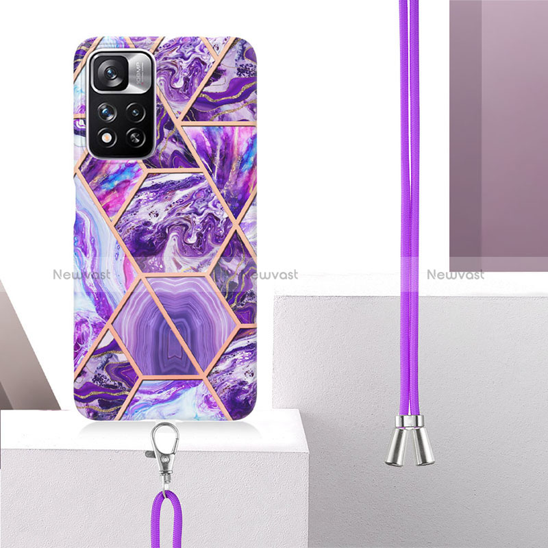 Silicone Candy Rubber Gel Fashionable Pattern Soft Case Cover with Lanyard Strap Y01B for Xiaomi Redmi Note 11 Pro+ Plus 5G