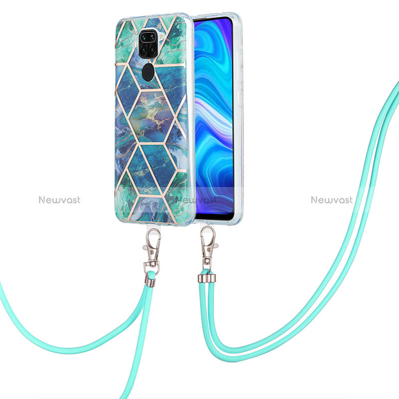 Silicone Candy Rubber Gel Fashionable Pattern Soft Case Cover with Lanyard Strap Y01B for Xiaomi Redmi Note 9