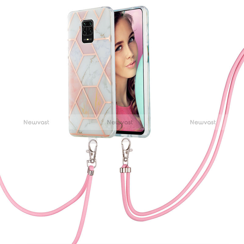 Silicone Candy Rubber Gel Fashionable Pattern Soft Case Cover with Lanyard Strap Y01B for Xiaomi Redmi Note 9 Pro Max