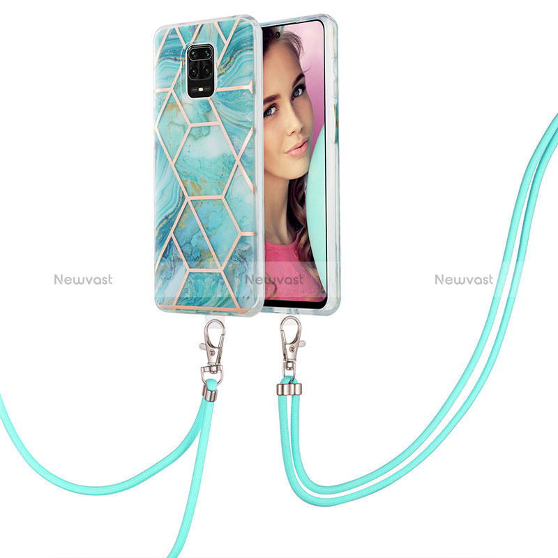 Silicone Candy Rubber Gel Fashionable Pattern Soft Case Cover with Lanyard Strap Y01B for Xiaomi Redmi Note 9 Pro Max