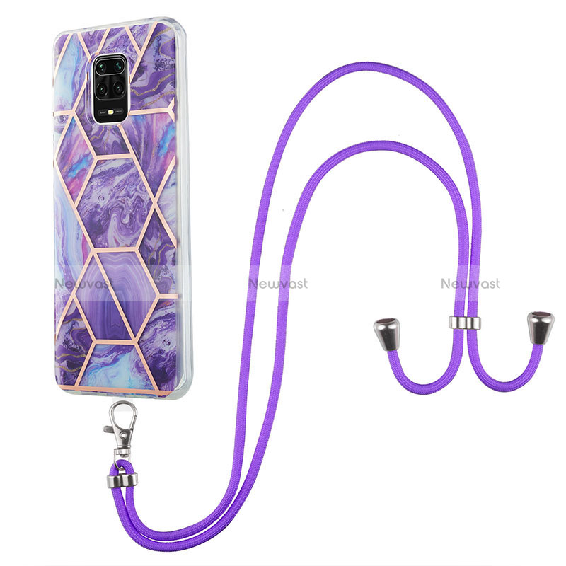 Silicone Candy Rubber Gel Fashionable Pattern Soft Case Cover with Lanyard Strap Y01B for Xiaomi Redmi Note 9 Pro Max