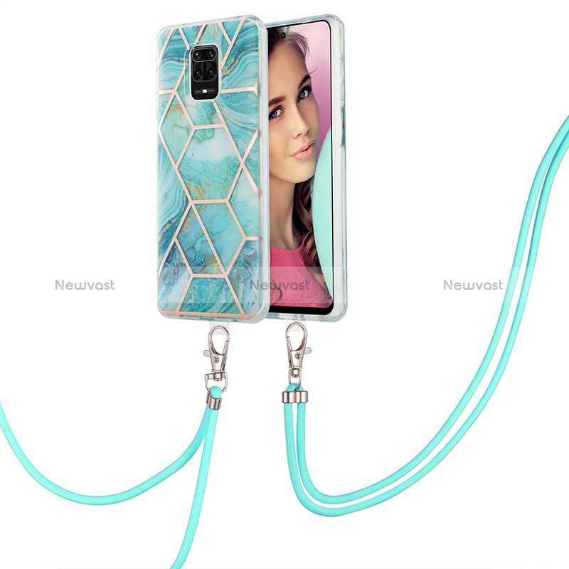 Silicone Candy Rubber Gel Fashionable Pattern Soft Case Cover with Lanyard Strap Y01B for Xiaomi Redmi Note 9S