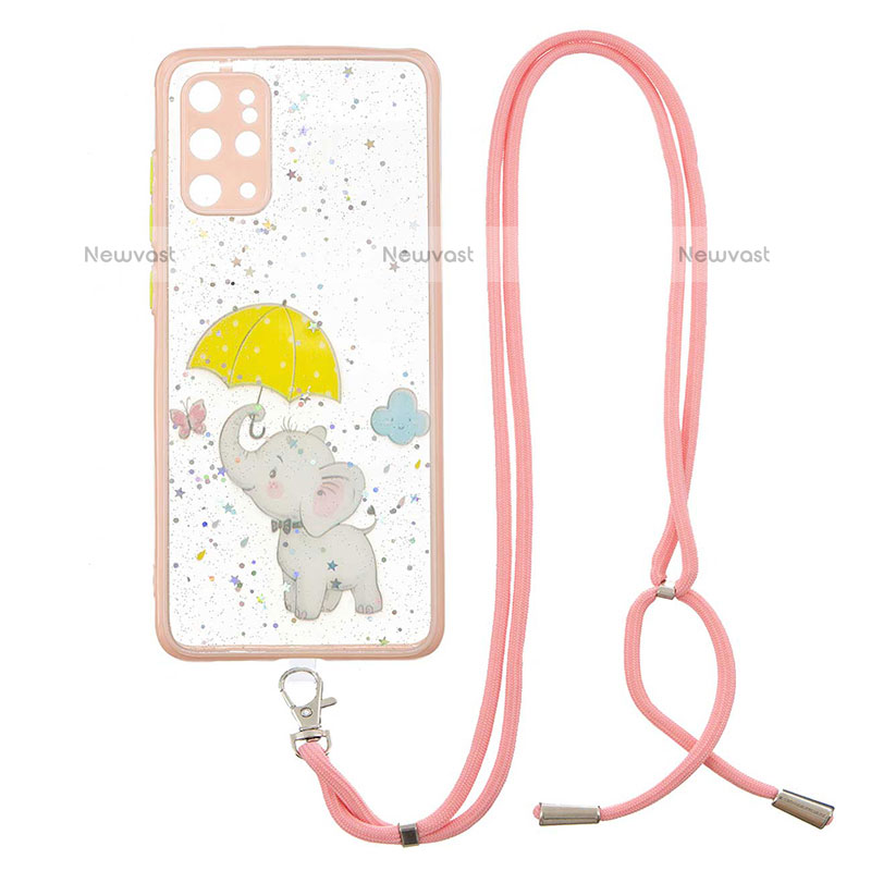 Silicone Candy Rubber Gel Fashionable Pattern Soft Case Cover with Lanyard Strap Y01X for Samsung Galaxy S20 Plus