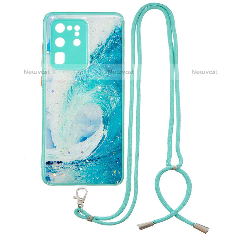 Silicone Candy Rubber Gel Fashionable Pattern Soft Case Cover with Lanyard Strap Y01X for Samsung Galaxy S20 Ultra