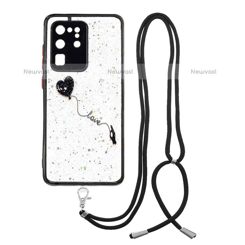 Silicone Candy Rubber Gel Fashionable Pattern Soft Case Cover with Lanyard Strap Y01X for Samsung Galaxy S20 Ultra 5G