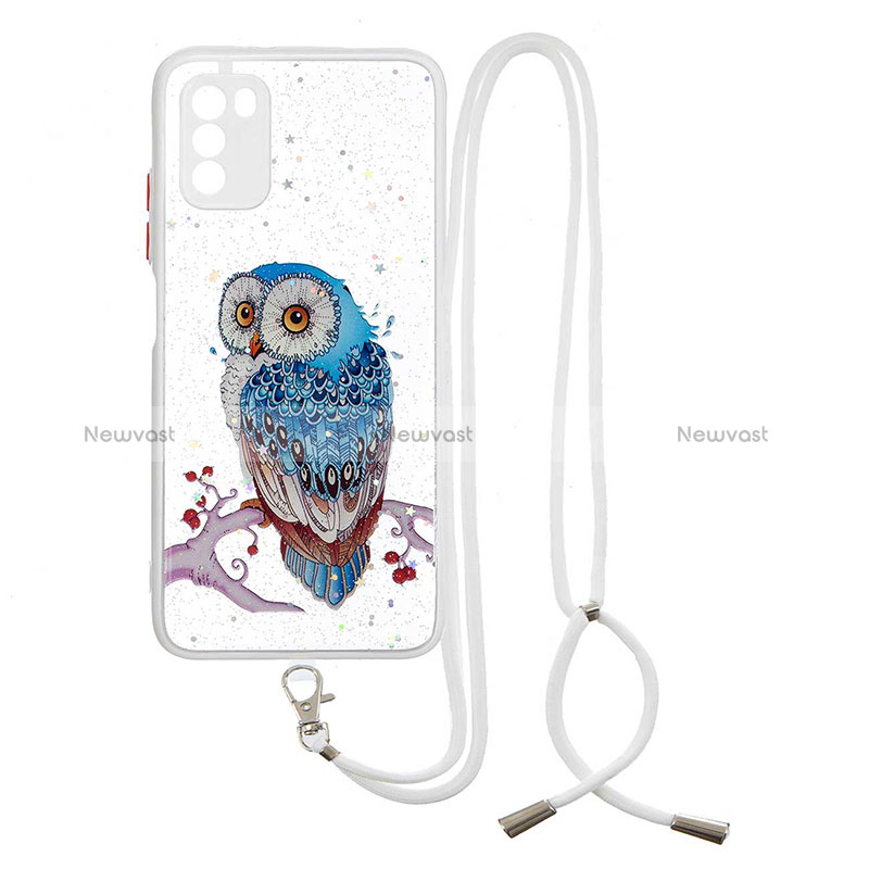 Silicone Candy Rubber Gel Fashionable Pattern Soft Case Cover with Lanyard Strap Y01X for Xiaomi Poco M3