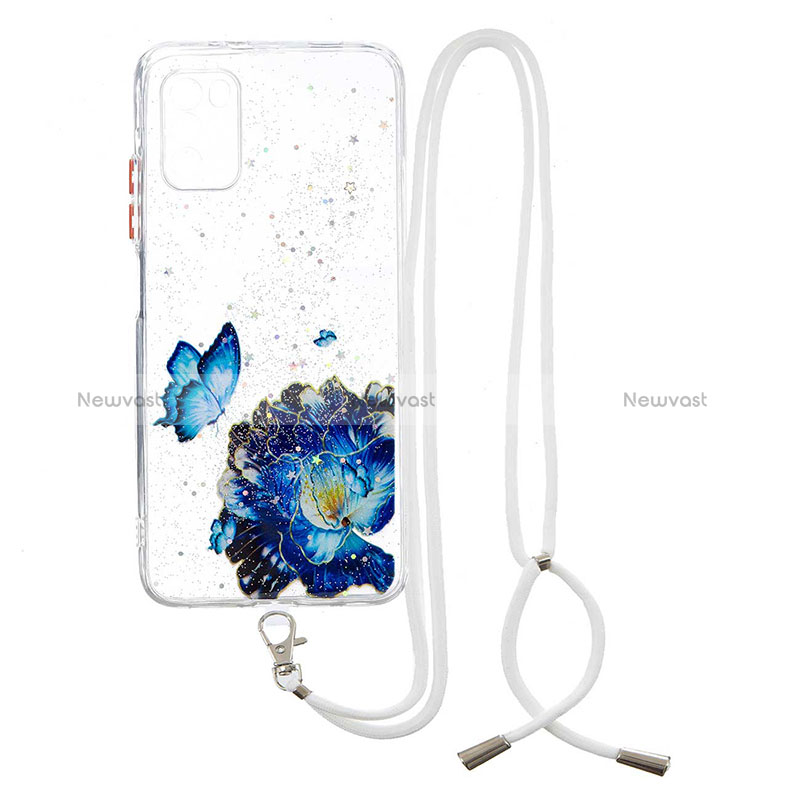Silicone Candy Rubber Gel Fashionable Pattern Soft Case Cover with Lanyard Strap Y01X for Xiaomi Poco M3