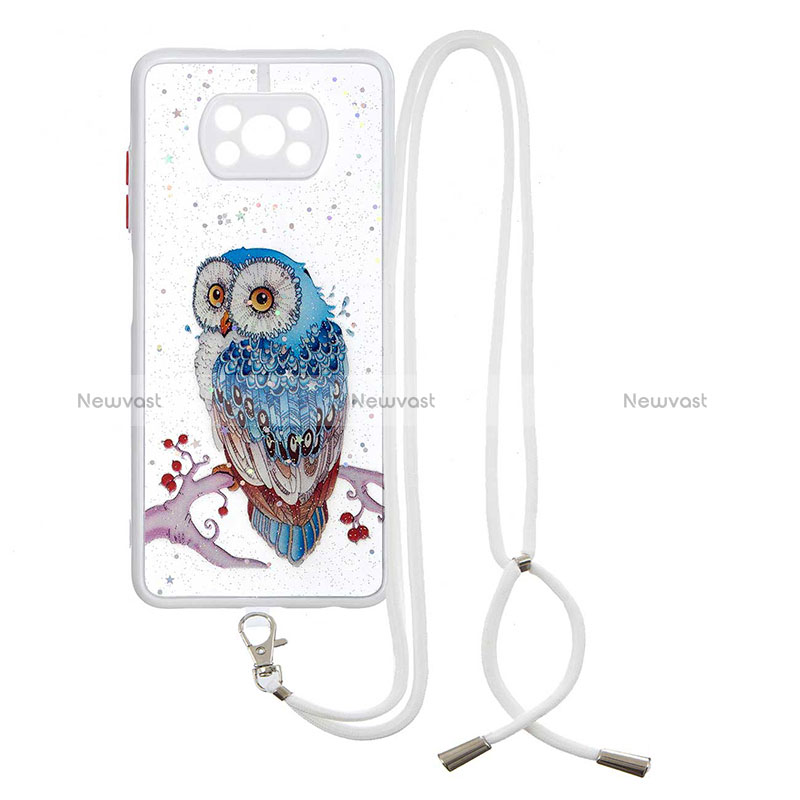 Silicone Candy Rubber Gel Fashionable Pattern Soft Case Cover with Lanyard Strap Y01X for Xiaomi Poco X3