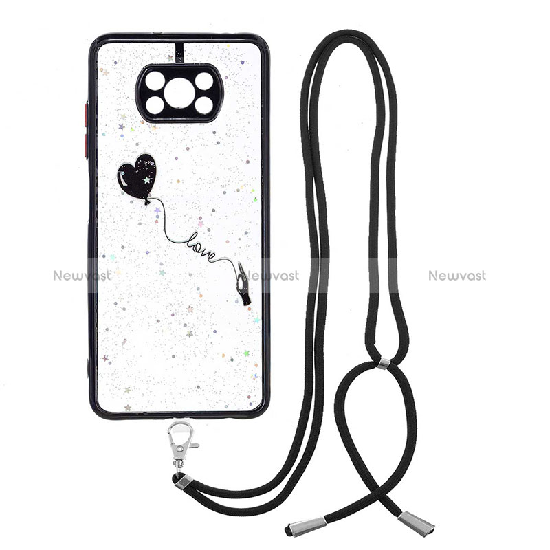 Silicone Candy Rubber Gel Fashionable Pattern Soft Case Cover with Lanyard Strap Y01X for Xiaomi Poco X3