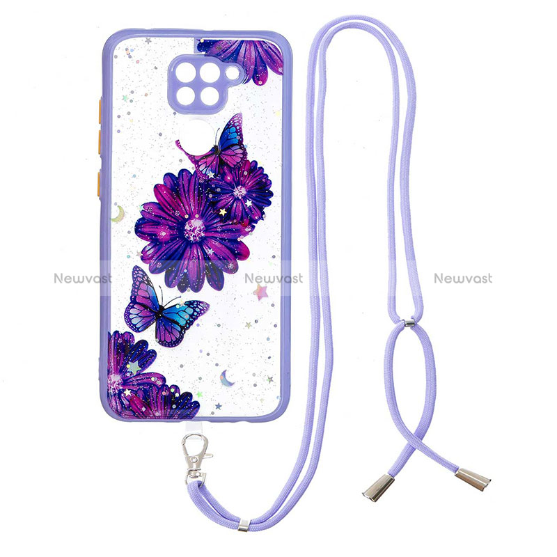 Silicone Candy Rubber Gel Fashionable Pattern Soft Case Cover with Lanyard Strap Y01X for Xiaomi Redmi 10X 4G