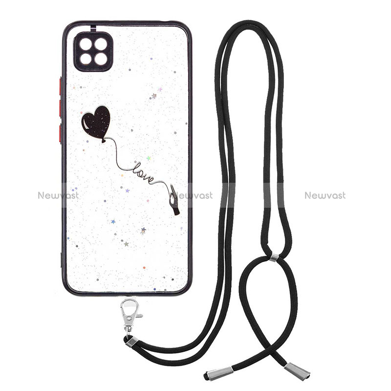 Silicone Candy Rubber Gel Fashionable Pattern Soft Case Cover with Lanyard Strap Y01X for Xiaomi Redmi 9 India