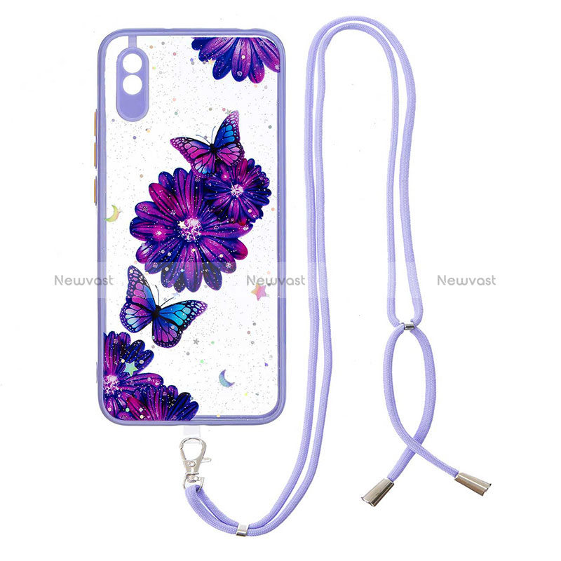Silicone Candy Rubber Gel Fashionable Pattern Soft Case Cover with Lanyard Strap Y01X for Xiaomi Redmi 9AT