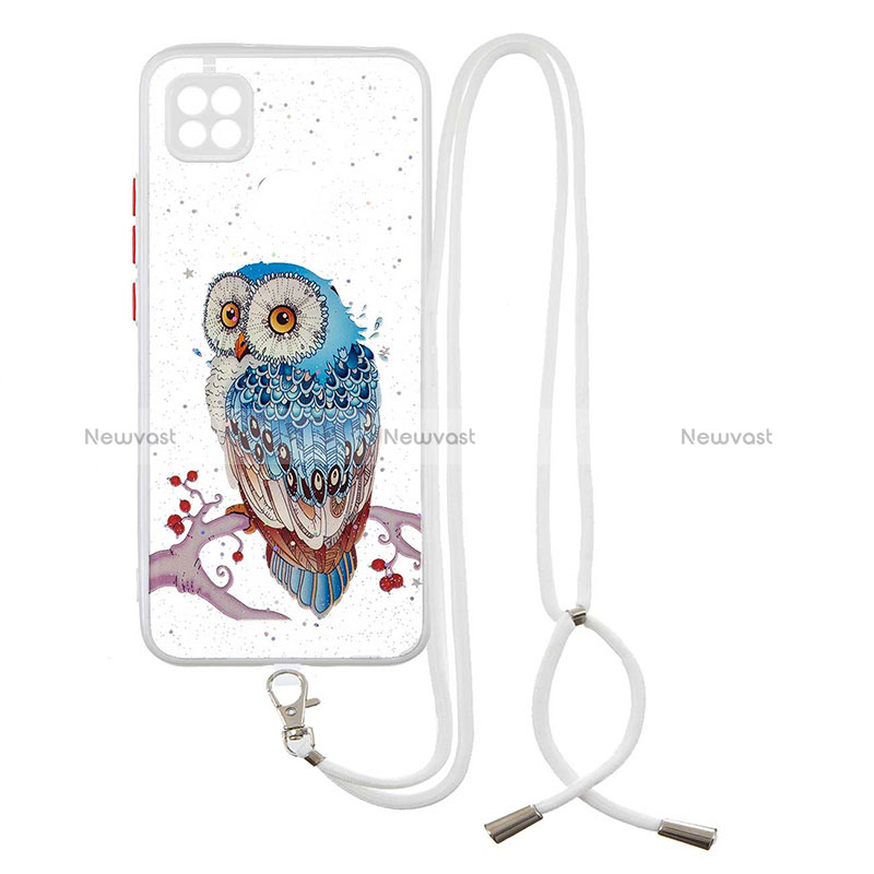 Silicone Candy Rubber Gel Fashionable Pattern Soft Case Cover with Lanyard Strap Y01X for Xiaomi Redmi 9C NFC
