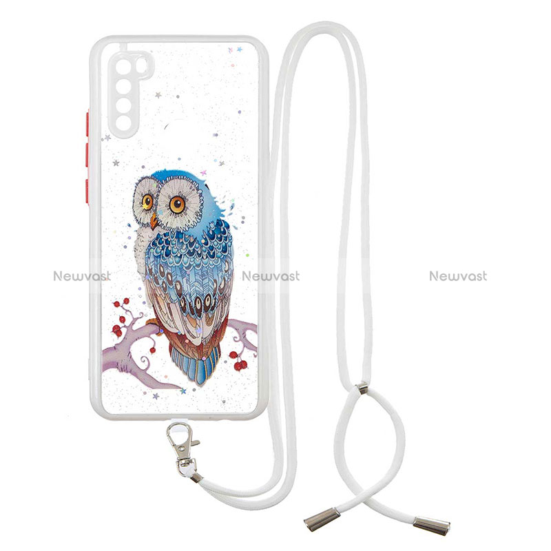Silicone Candy Rubber Gel Fashionable Pattern Soft Case Cover with Lanyard Strap Y01X for Xiaomi Redmi Note 8 (2021)