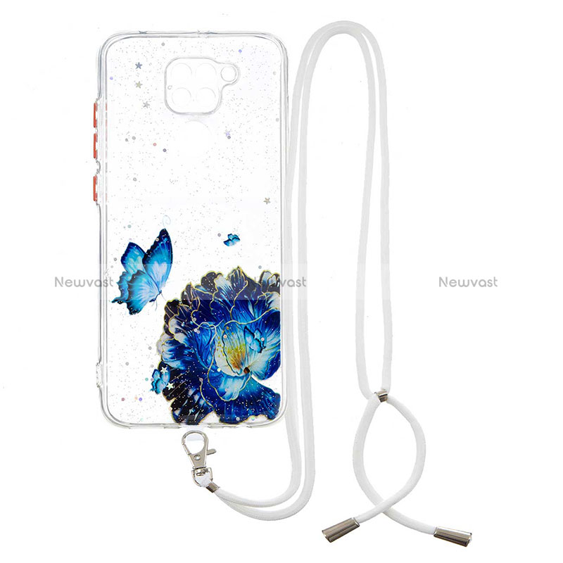 Silicone Candy Rubber Gel Fashionable Pattern Soft Case Cover with Lanyard Strap Y01X for Xiaomi Redmi Note 9