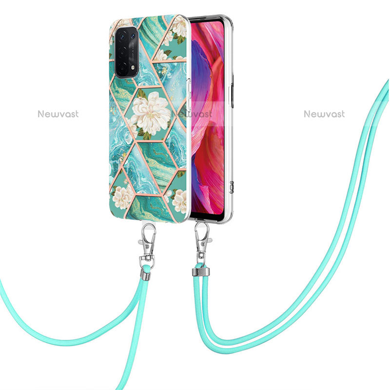 Silicone Candy Rubber Gel Fashionable Pattern Soft Case Cover with Lanyard Strap Y02B for OnePlus Nord N200 5G
