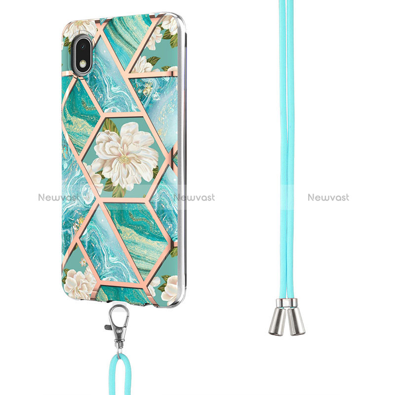 Silicone Candy Rubber Gel Fashionable Pattern Soft Case Cover with Lanyard Strap Y02B for Samsung Galaxy A01 Core
