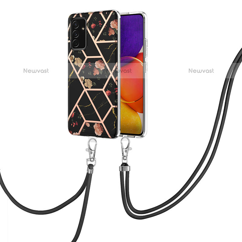 Silicone Candy Rubber Gel Fashionable Pattern Soft Case Cover with Lanyard Strap Y02B for Samsung Galaxy Quantum2 5G
