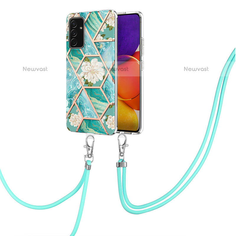 Silicone Candy Rubber Gel Fashionable Pattern Soft Case Cover with Lanyard Strap Y02B for Samsung Galaxy Quantum2 5G
