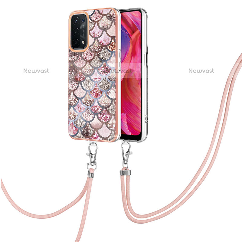 Silicone Candy Rubber Gel Fashionable Pattern Soft Case Cover with Lanyard Strap Y03B for OnePlus Nord N200 5G