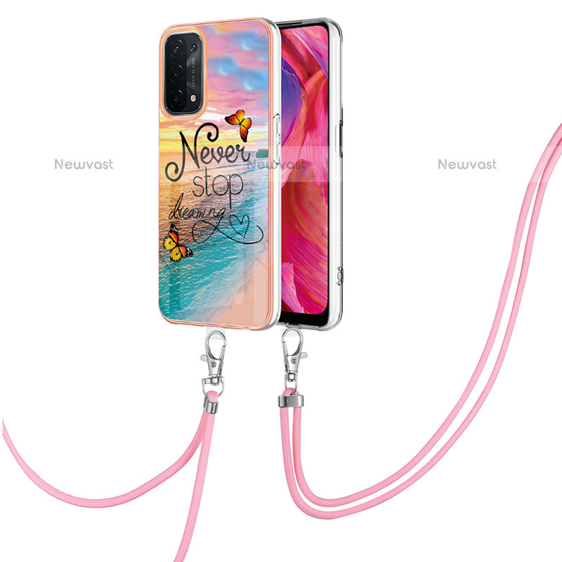 Silicone Candy Rubber Gel Fashionable Pattern Soft Case Cover with Lanyard Strap Y03B for OnePlus Nord N200 5G Mixed