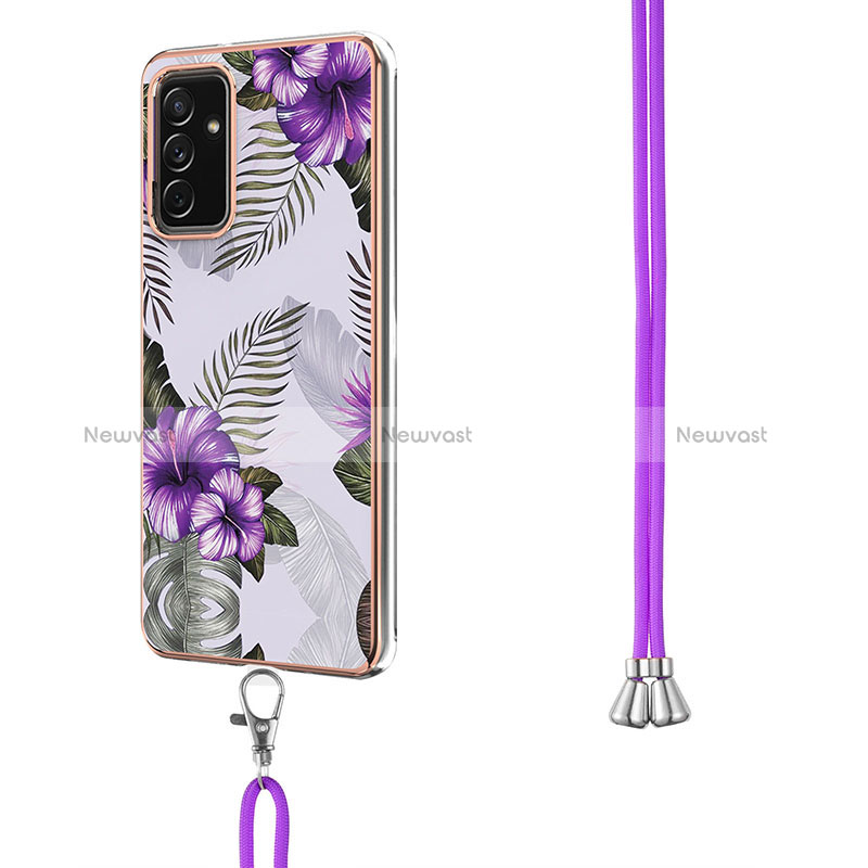 Silicone Candy Rubber Gel Fashionable Pattern Soft Case Cover with Lanyard Strap Y03B for Samsung Galaxy A15 5G
