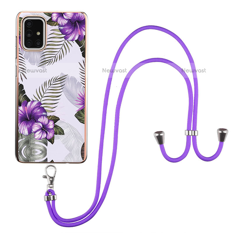 Silicone Candy Rubber Gel Fashionable Pattern Soft Case Cover with Lanyard Strap Y03B for Samsung Galaxy A71 4G A715