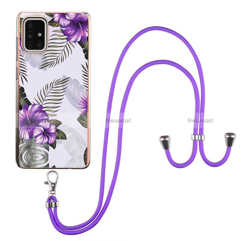 Silicone Candy Rubber Gel Fashionable Pattern Soft Case Cover with Lanyard Strap Y03B for Samsung Galaxy A71 5G