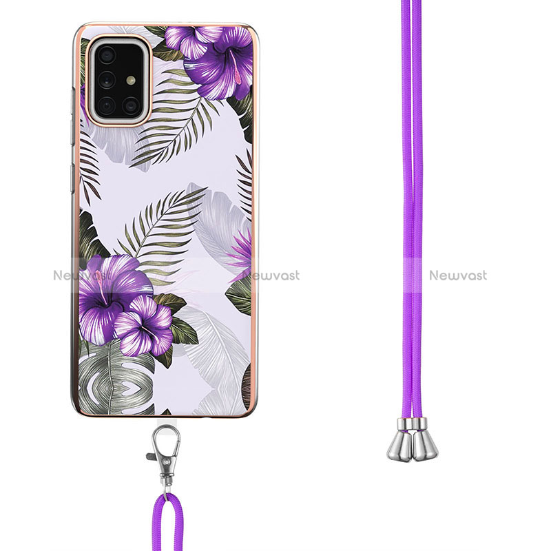 Silicone Candy Rubber Gel Fashionable Pattern Soft Case Cover with Lanyard Strap Y03B for Samsung Galaxy A71 5G