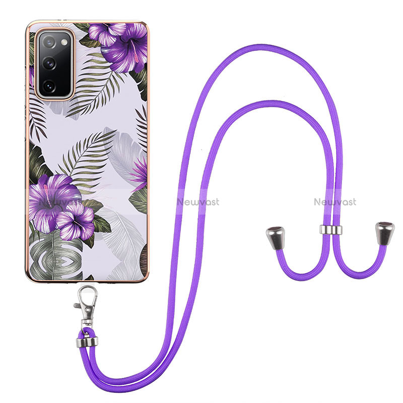 Silicone Candy Rubber Gel Fashionable Pattern Soft Case Cover with Lanyard Strap Y03B for Samsung Galaxy S20 FE (2022) 5G