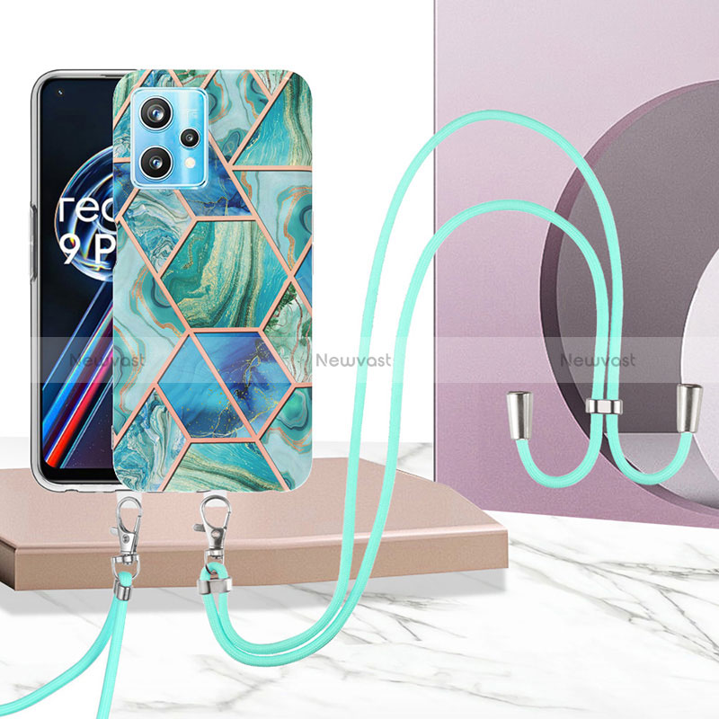 Silicone Candy Rubber Gel Fashionable Pattern Soft Case Cover with Lanyard Strap Y04B for Realme 9 Pro 5G