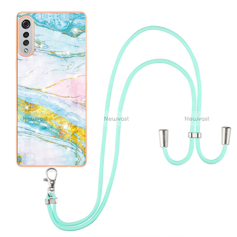 Silicone Candy Rubber Gel Fashionable Pattern Soft Case Cover with Lanyard Strap Y05B for LG Velvet 4G