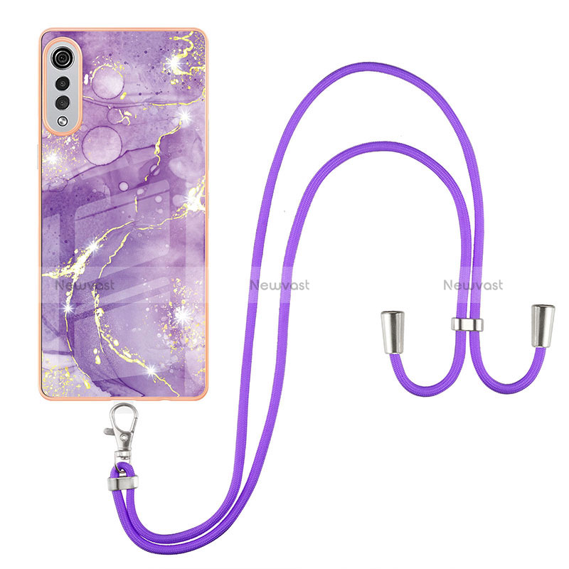 Silicone Candy Rubber Gel Fashionable Pattern Soft Case Cover with Lanyard Strap Y05B for LG Velvet 4G