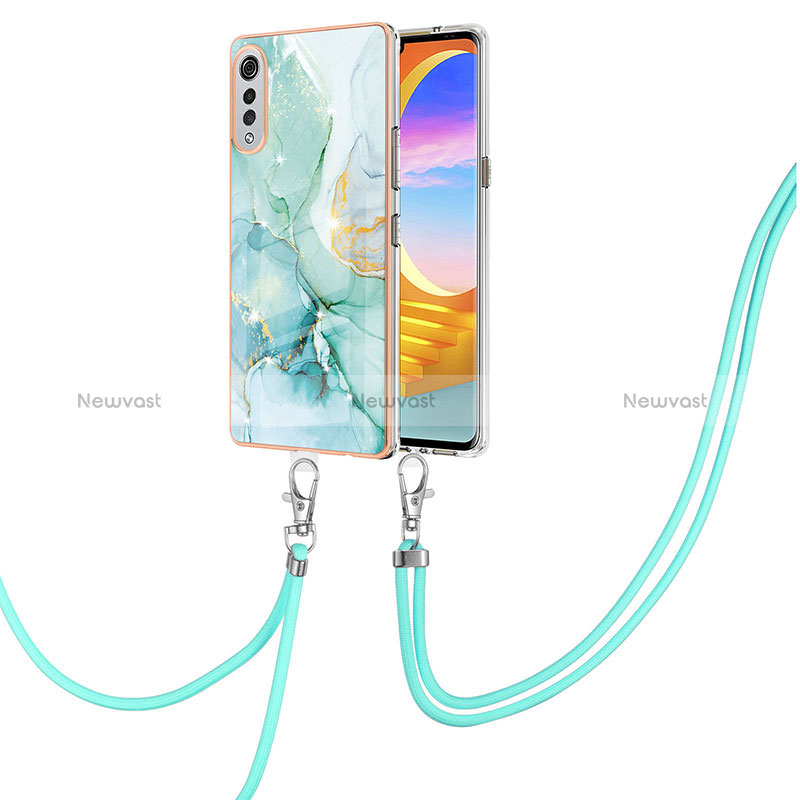 Silicone Candy Rubber Gel Fashionable Pattern Soft Case Cover with Lanyard Strap Y05B for LG Velvet 5G