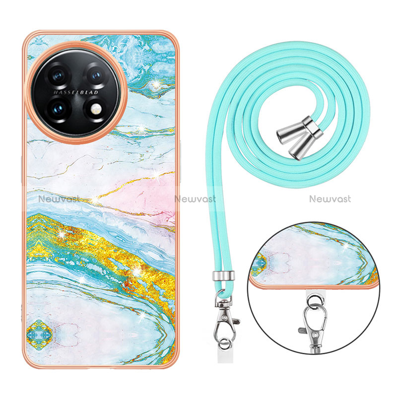 Silicone Candy Rubber Gel Fashionable Pattern Soft Case Cover with Lanyard Strap Y05B for OnePlus 11 5G
