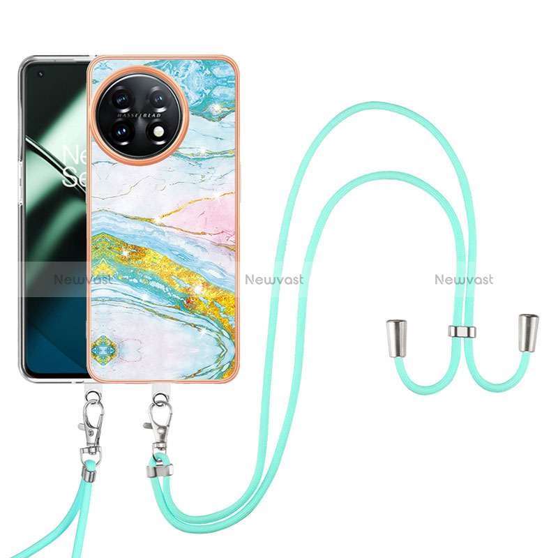 Silicone Candy Rubber Gel Fashionable Pattern Soft Case Cover with Lanyard Strap Y05B for OnePlus 11 5G