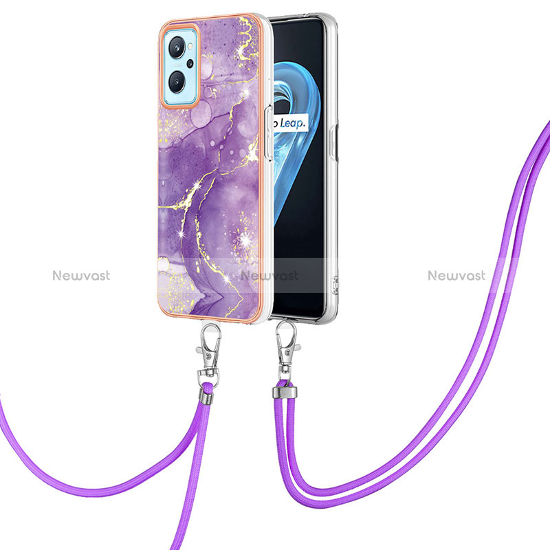 Silicone Candy Rubber Gel Fashionable Pattern Soft Case Cover with Lanyard Strap Y05B for Realme 9i 4G