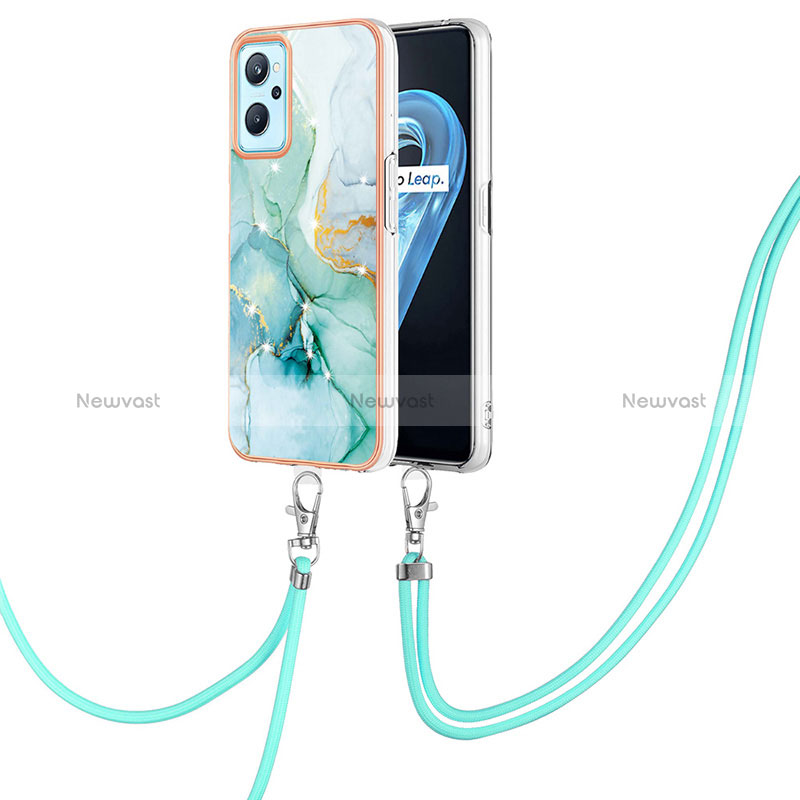 Silicone Candy Rubber Gel Fashionable Pattern Soft Case Cover with Lanyard Strap Y05B for Realme 9i 4G