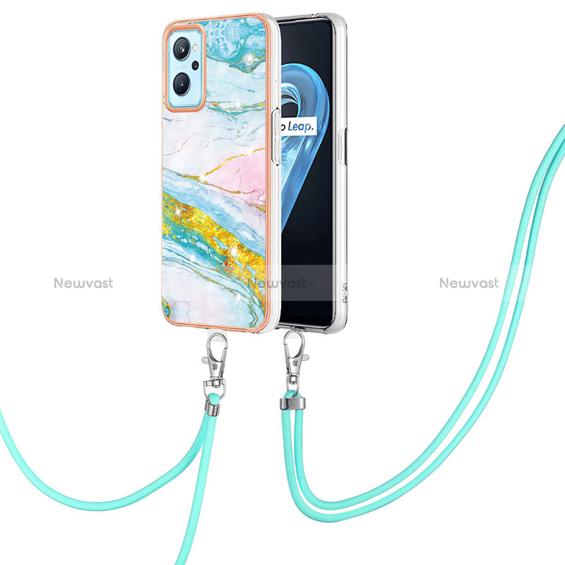 Silicone Candy Rubber Gel Fashionable Pattern Soft Case Cover with Lanyard Strap Y05B for Realme 9i 4G