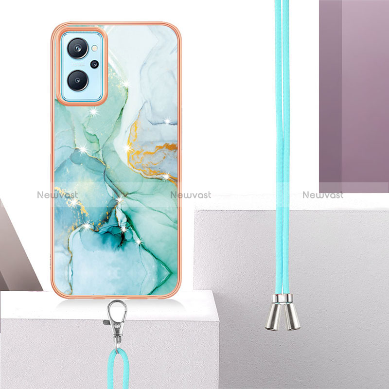 Silicone Candy Rubber Gel Fashionable Pattern Soft Case Cover with Lanyard Strap Y05B for Realme 9i 4G