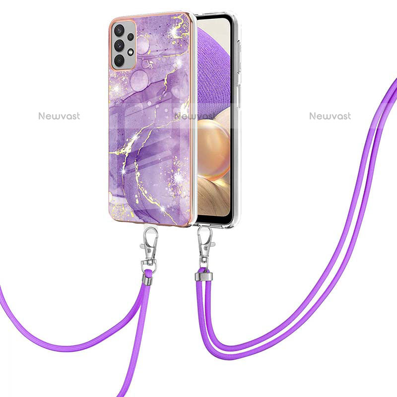 Silicone Candy Rubber Gel Fashionable Pattern Soft Case Cover with Lanyard Strap Y05B for Samsung Galaxy A23 5G