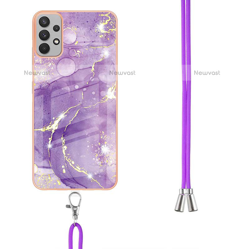 Silicone Candy Rubber Gel Fashionable Pattern Soft Case Cover with Lanyard Strap Y05B for Samsung Galaxy A23 5G